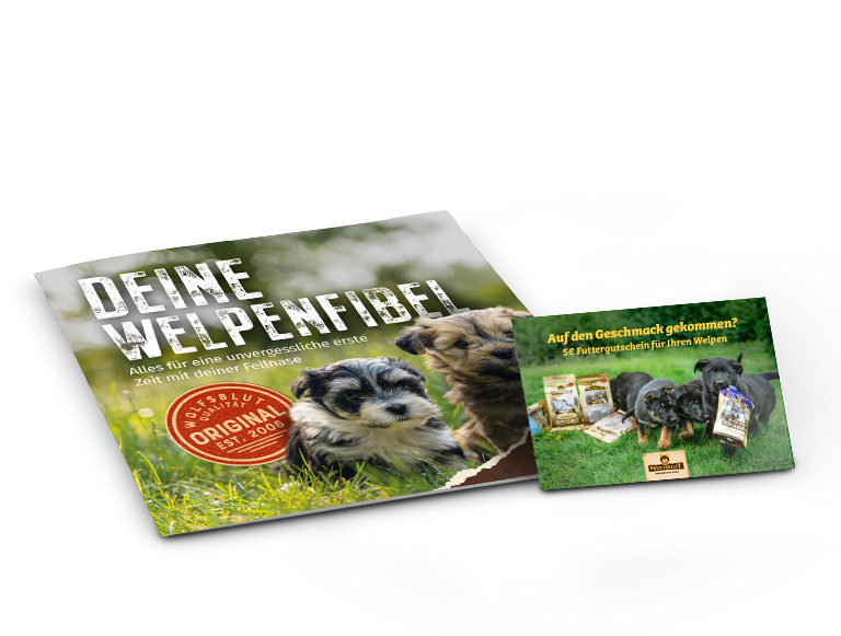 Welpenbroschüre und Wolfsblut Nachkaufgutschein